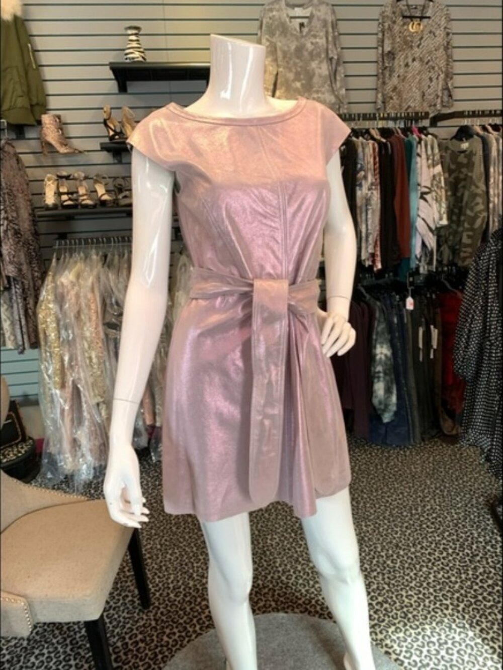 AS BY DF Belted Leather Dress, Size Small